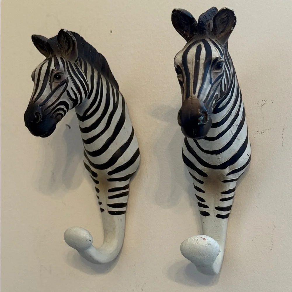 Zebra Head Wall Hooks - Black and White